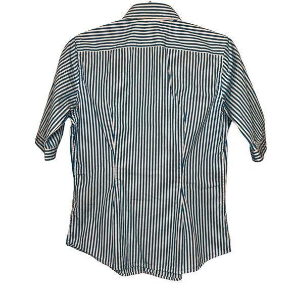 Ralph Lauren Sport Women 8 Blue Stripe Short Sleeve Top Button Front Top Classic - Picture 2 of 11